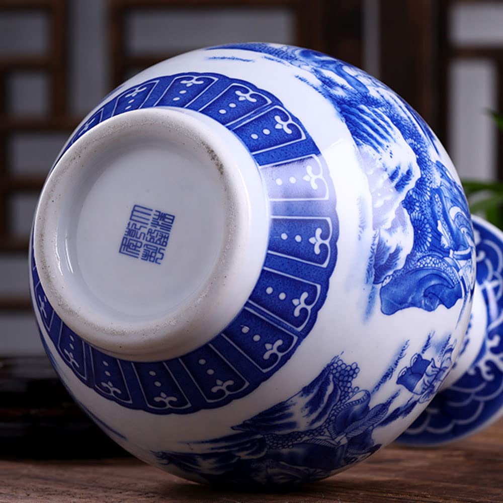 Amazon.co.jp: シノワズリ景徳鎮青と白の磁器の花瓶、11インチ