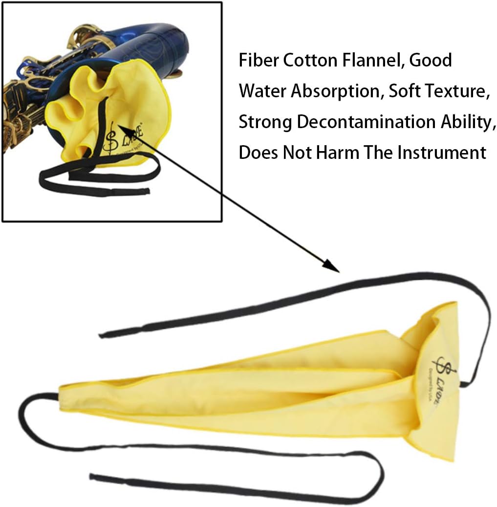 Sax/Saxophone Cleaning Cloth for Sax Clarinet Horn And Wind Instrument maintenance Care Kit, 1 Cleaning Cloth Swab Rag,1 Mouthpiece Brush,Yellow. : Musical Instruments