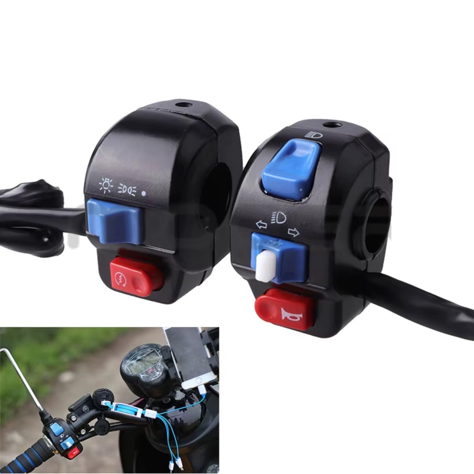 Interruttore Di Controllo Del Manubrio Motociclo Sinistro Destro Accessori Universali Per Scooter Ciclomotori 12V Con Indicatori Direzione A Clacson Blocco Comandi Moto(Left)