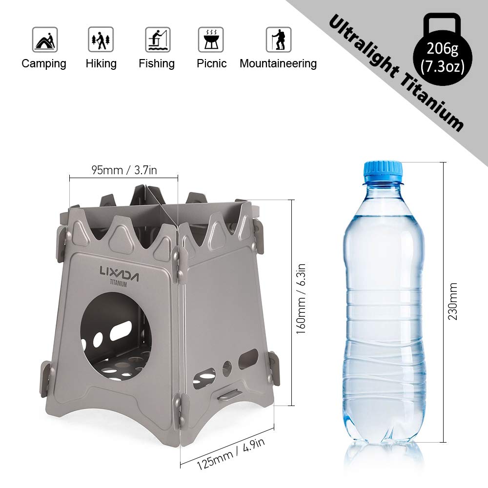 Lixada Rechaud Holzofen Mini faltbar Camping Hobo Ofen für Picknick BBQ Camping Wandern Reise
