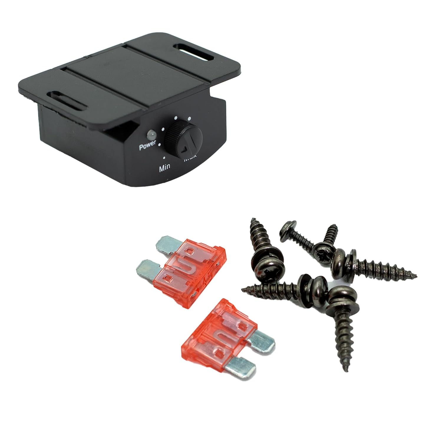 Remote bass control unit, fuses, and mounting screws