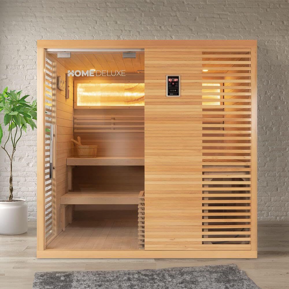 HOME DELUXE - Sauna tradizionale - NEOLA - 200 x 160 x 200 cm - per 5 persone - legno di abete rosso, compreso forno per sauna I sauna a vapore sauna a infusione