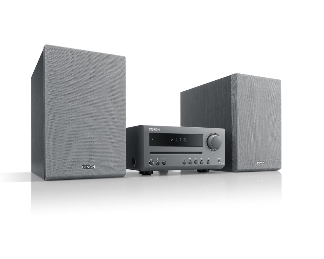 Denon D-T1 Hi-Fi Mini Speaker System with CD and Bluetooth, Grey