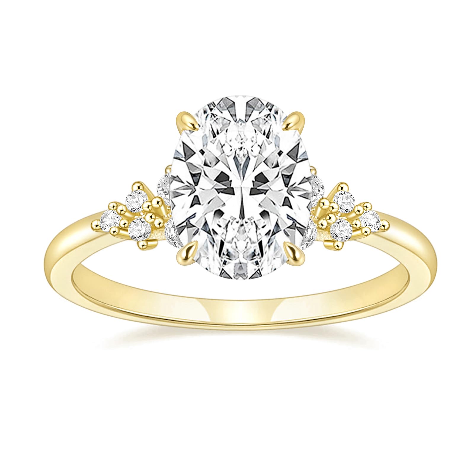 TIGRADE 3CT Engagement Ring Oval Cut Cubic Zirconia Promise Ring Round CZ Eternity Wedding Band for Women Size 3-12