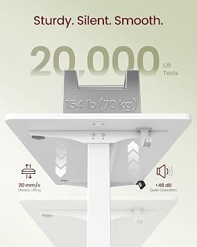 VASAGLE Electric Standing Desk, Height Adjustable Desk, 100 x 60 cm, Continuous Adjustment, Spliced Tabletop, 4 Memory Heights, Matte White LSD130WZ02