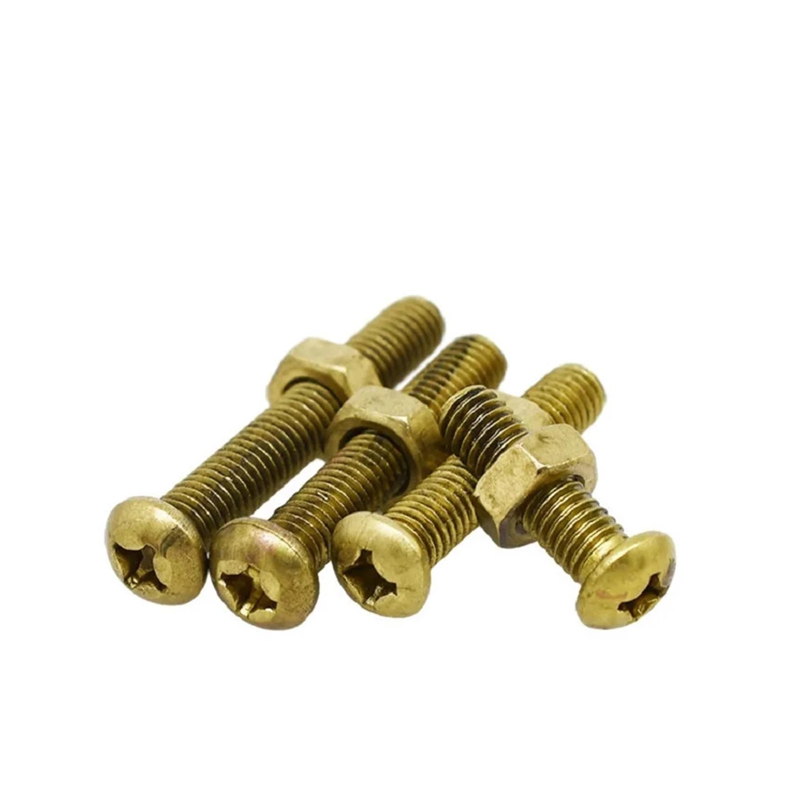 SeroNi DHAEY 2-20pcs M2 M2.5 M3 M4 M5 M6 Brass Pan Head Round Head Bolt & Nut Combination Set Copper Metric Thread Cross Recess Machine Screw(M3x16mm - 10Sets)