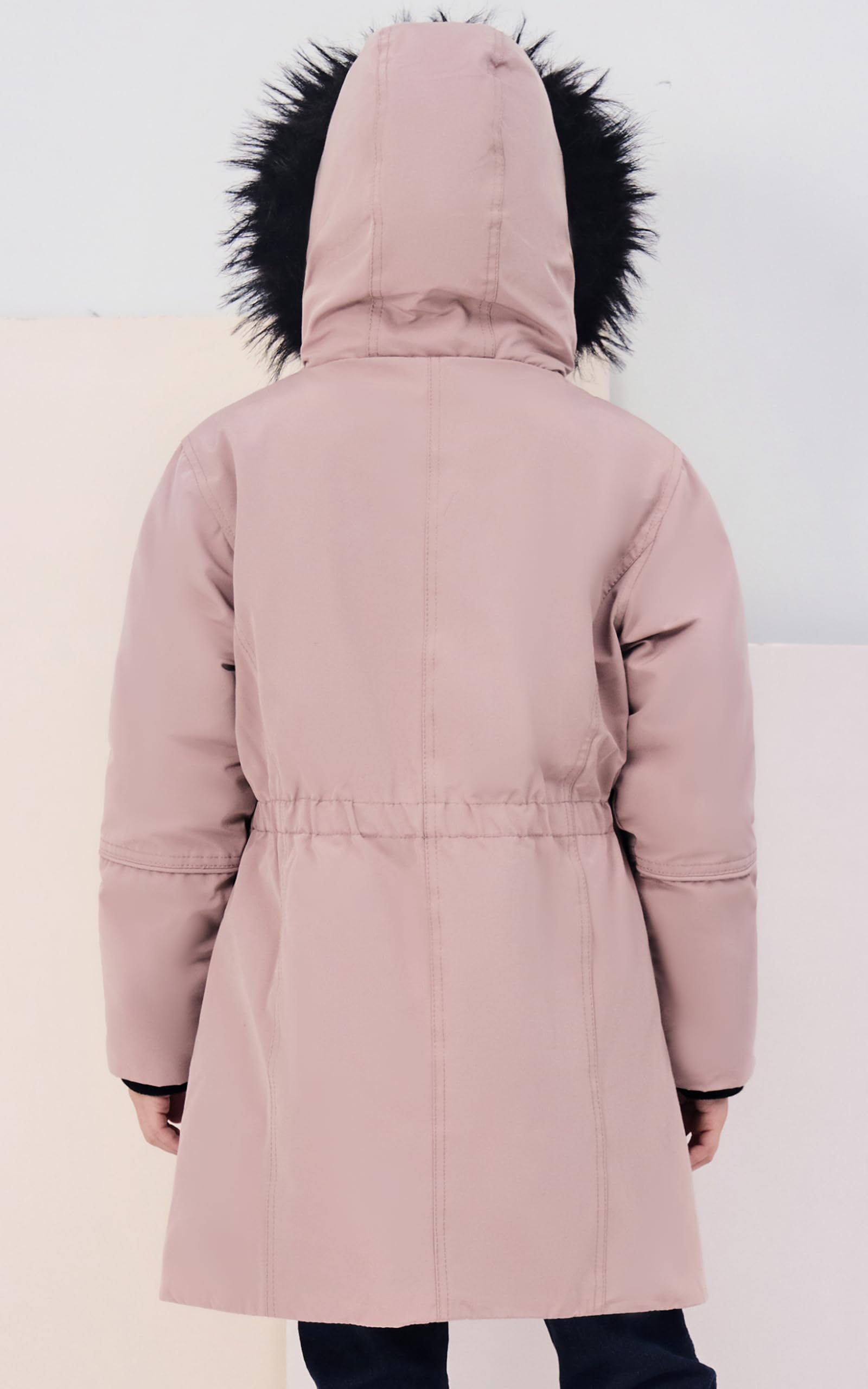 maoo garden Manteaux d'hiver pour Filles Veste de Neige Imperméable Épaisse Parka à Capuche En Fourrure Mi-Longue