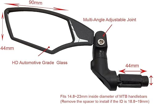 Miniatura 2 de Hafny Espejo de bicicleta de extremo de barra HF-M900LS-FR08 (HF-M900LS-FR08 (lado izquierdo, vidrio plateado))