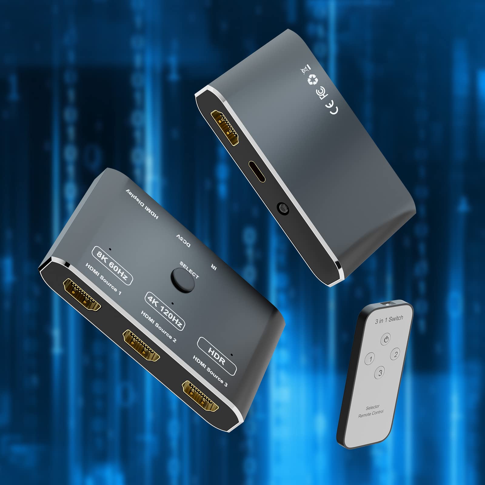 Amazon | CABLEDECONN3ポートHDMI2.1 切替器 HDR 3In 1Out8K