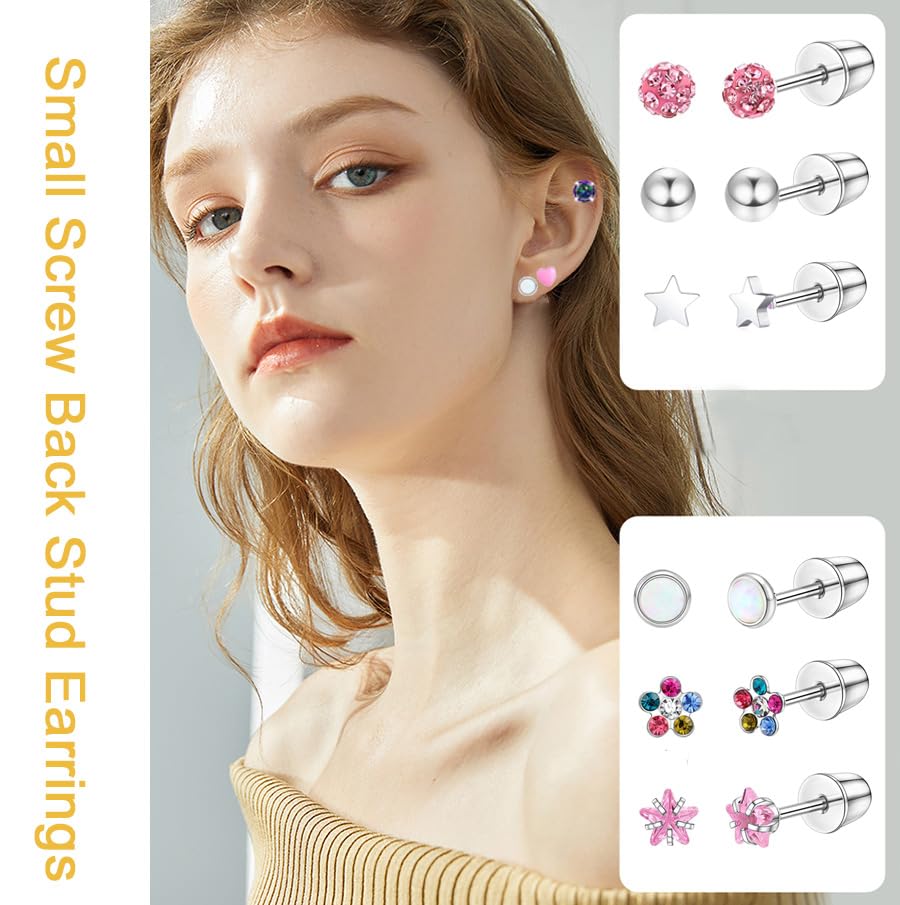 SAMOCO 30 Pairs G23 Hypoallergenic Screw Back Earrings for Women Surgical Steel Small Stud Earrings 20G Tiny Cartilage Stud Earrings Screw Back Stud Earring Piercing Jewelry3