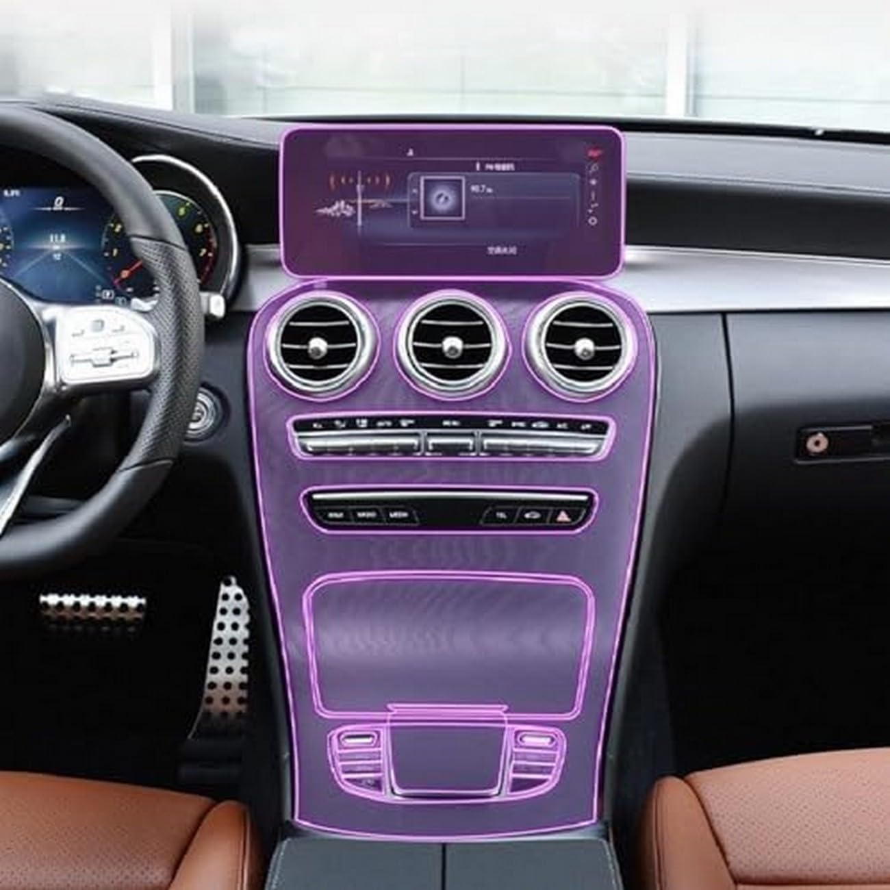 Película PPF de TPU para interior de coche Mercedes Benz Clase C W205 de 2020