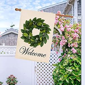 Baccessor Spring Summer Welcome Wreath House Flag 28 x 40 Inch Magnolia Leaves House Flag Vertical Double Sided Burlap Farmhouse Large Flags Outdoor Outside Seasonal Yard Decoration Baccessor Spring Summer Welcome Wreath House Flag 28 x 40 Inch Magnolia Leaves House Flag Vertical Double Sided Burlap Farmhouse Large Flags Outdoor Outside Seasonal Yard Decoration