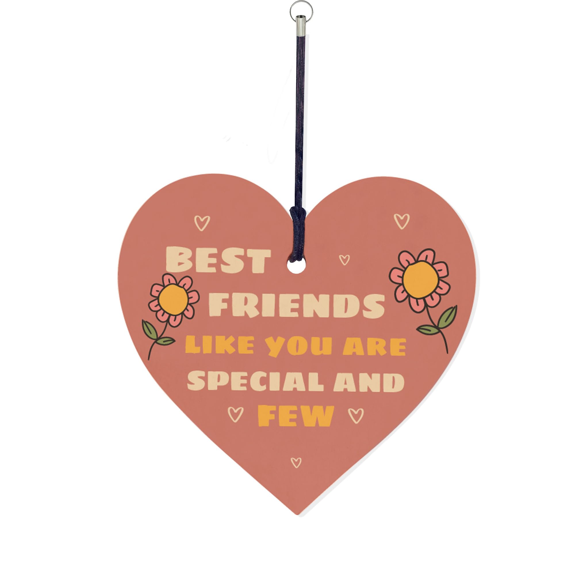 RED OCEAN Novelty Best Friend Wood Heart Keyring Friendship Gifts Thank You Gift For Him Her Friendship Gifts For Women Keepsake