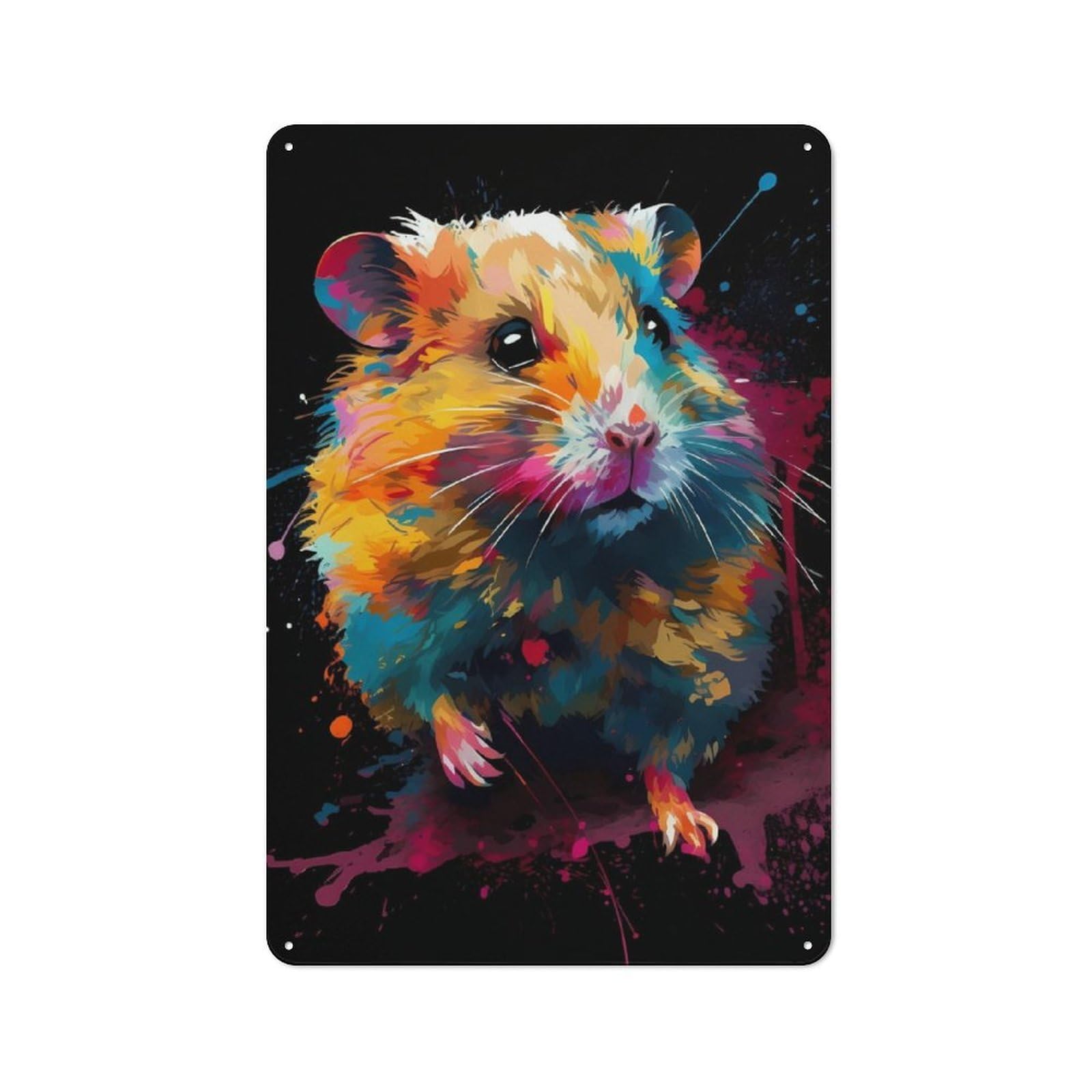 Junmoney Colorful Hamster Metal Wall Sign 30X20cm Featuring For Workshop Wall, Suited To Metal Sign Collectors