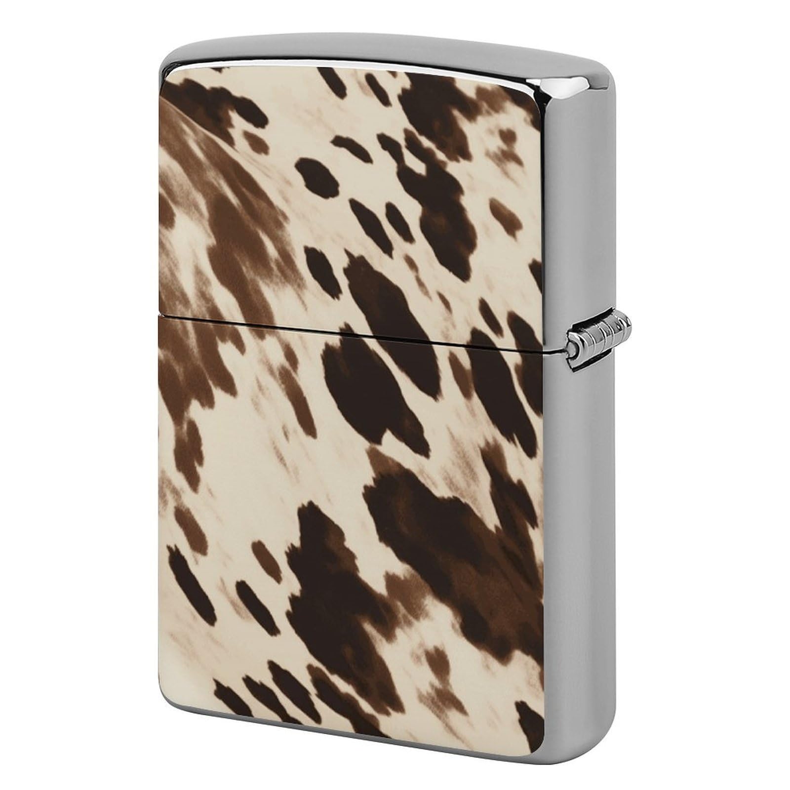 Cow Printed Lighter Case Vintage Metal Lighter Cover Reusable Lighter Protective Sleeve Unique Design Personalized Lighter Sleeve Holder Against Dust and Scratches