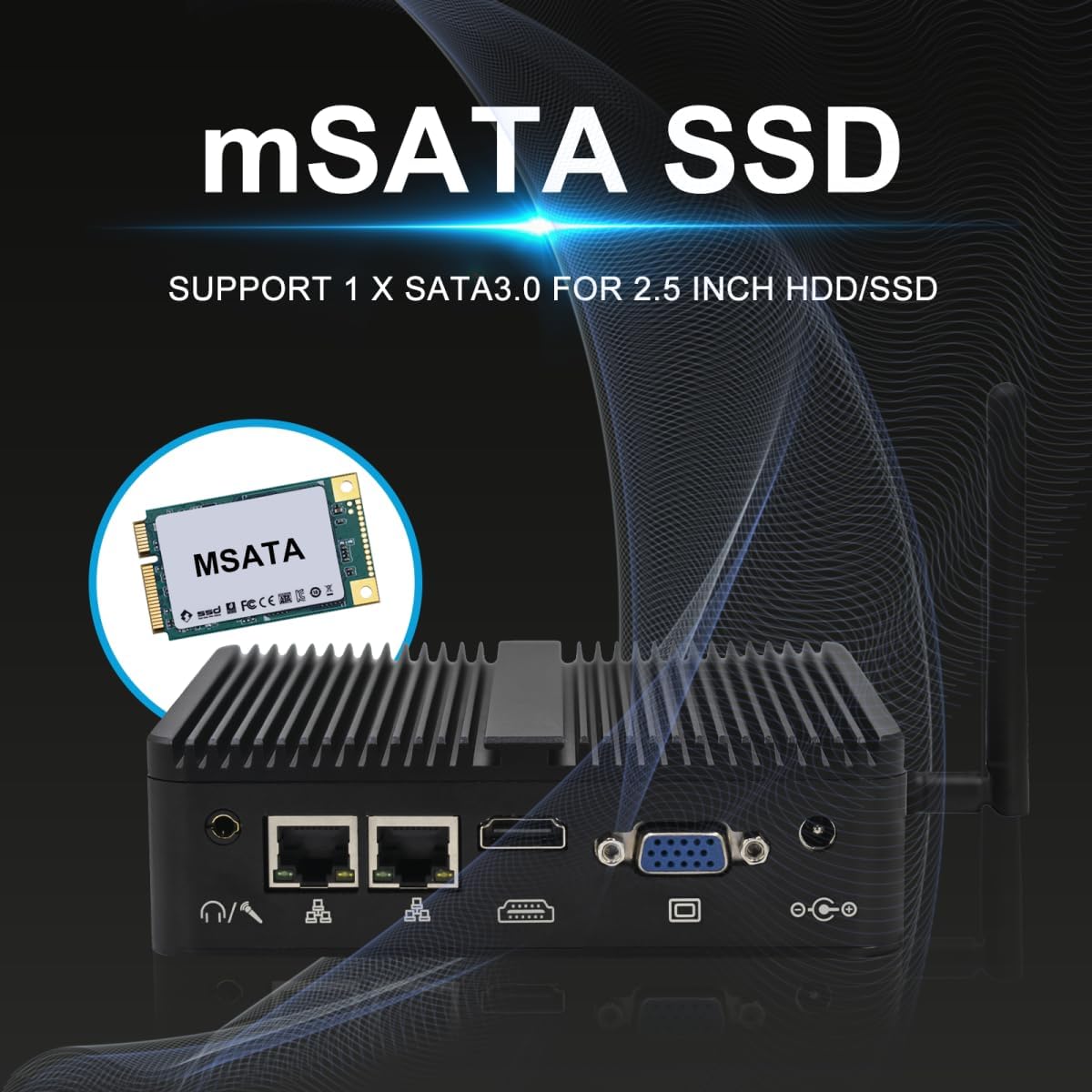 WEIDIAN N100 Fanless Mini PC Industrial Win 11 Pro, 8GB RAM 128GB SSD, 2xCOM RS232, 2xGigabit LAN, 2xDisplays HD VGA Auto Power On Small Desktop PC Computer for Industrial Business Office - Image 5