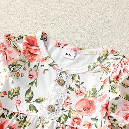 Image of Newborn Baby Girl Clothes Toddler Girl Outfits Ruffle Long Sleeve Tops Pants with Hats and Headband Fall Summer Clothes Sets