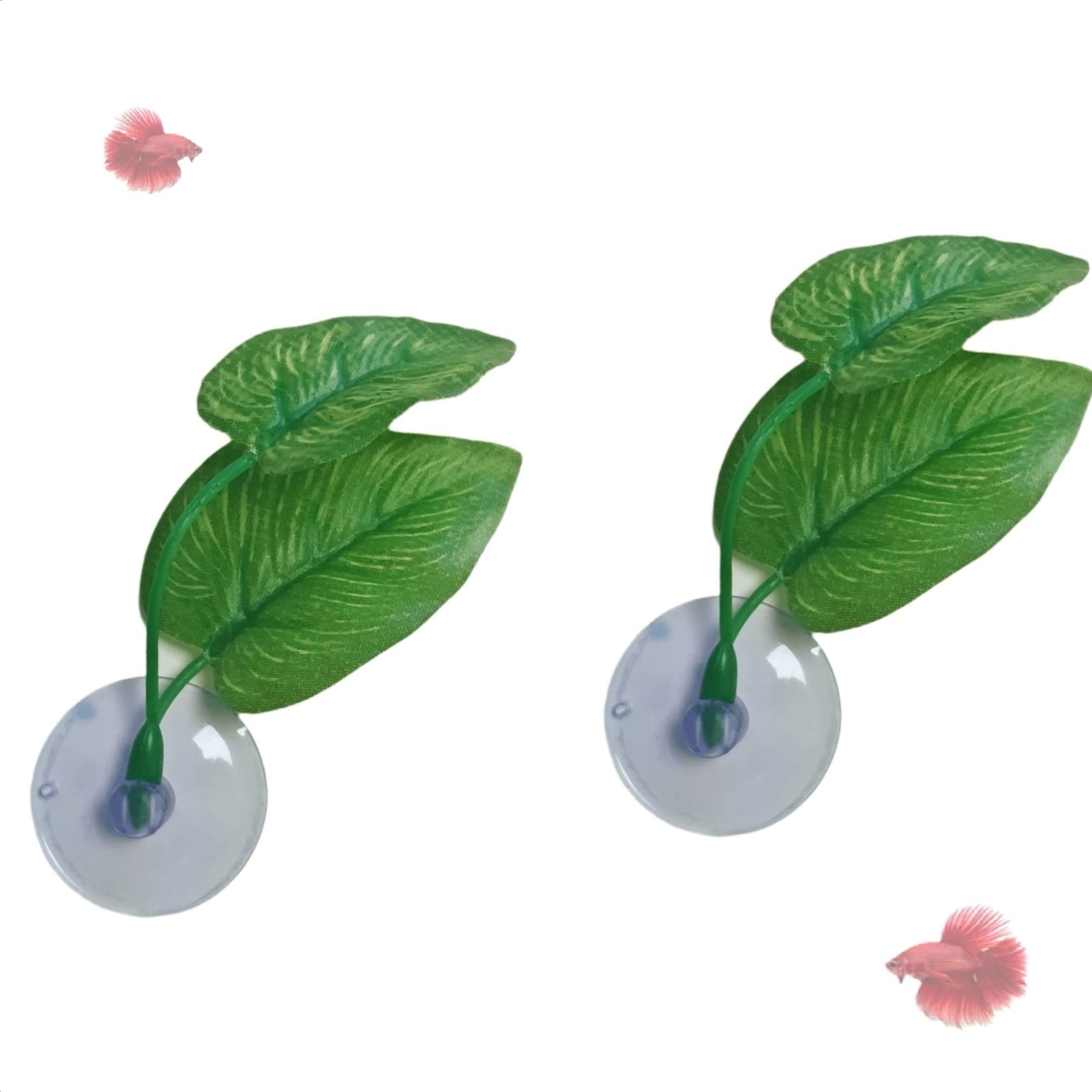 Aqua Betta Fish Leaf Soft Bed Simulating The Natural Habitat for Betta Spawning Grounds Breeding Resting Bed Plastic Suction Cup (2pcs)