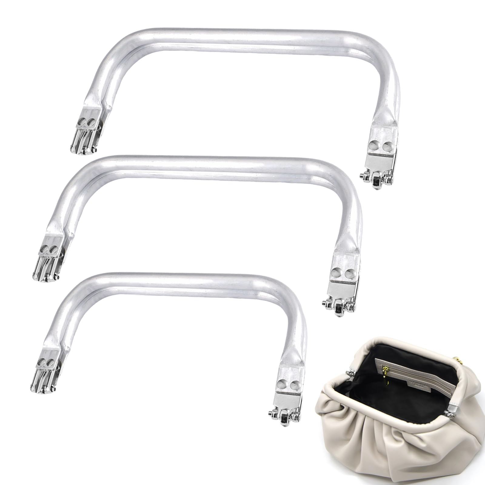 3 Piezas Mango de Marco de Monedero,Marco de Aluminio para Bolsos,Marcos de Bolso Interior de Aluminio,Marcos de Bolso Interior en Forma de U Marco Tubular,para Hacer Monedero,Otras Manualidades