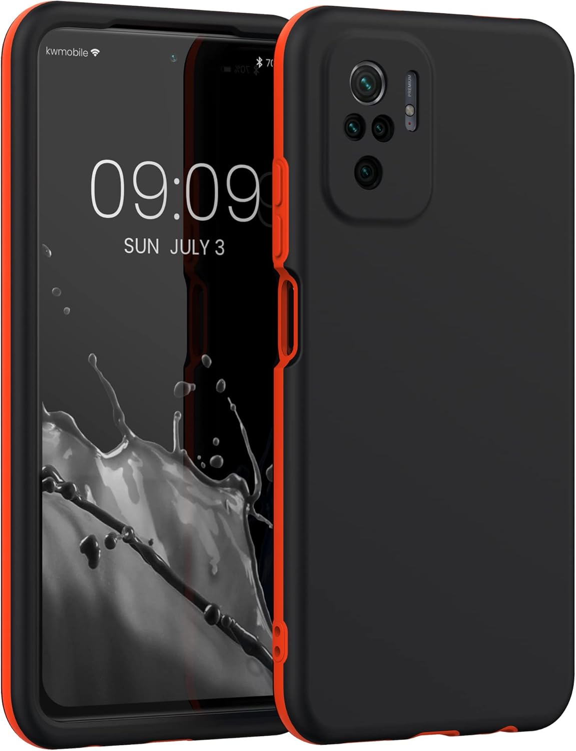 kwmobile Carcasa Compatible con Xiaomi Redmi Note 10 / Note 10S - Funda para móvil con Protector de Pantalla - Negro/Naranja