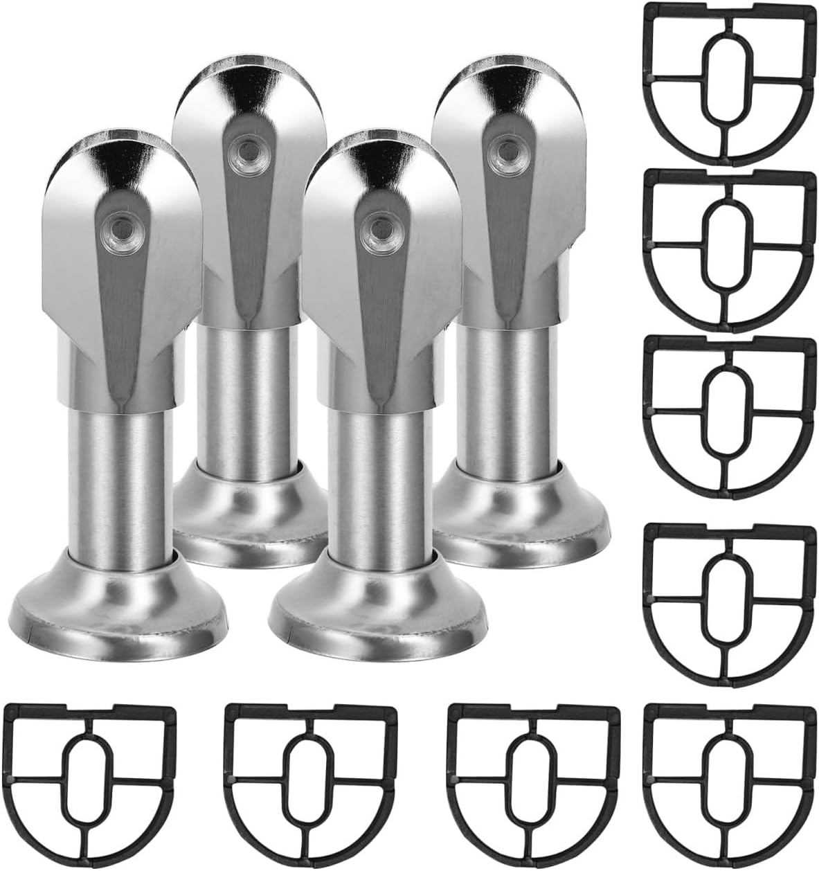 304 Stainless Steel Bathroom Partition Support Bracket Sturdy Toilet Partition Fittings 4-Piece Set for Restroom Divider Hardware