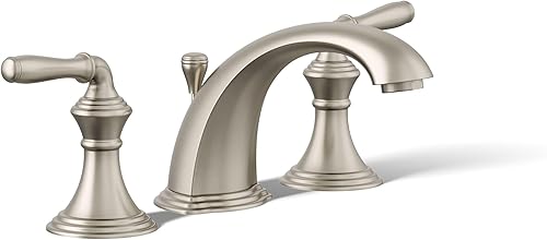 KOHLER K-394-4-BN Devonshire® Widespread Bathroom Sink Faucet, Pop-Up Drain Assembly, 3-Hole Bathroom Faucets, 2-Handle, 1.2 GPM, Vibrant Brushed