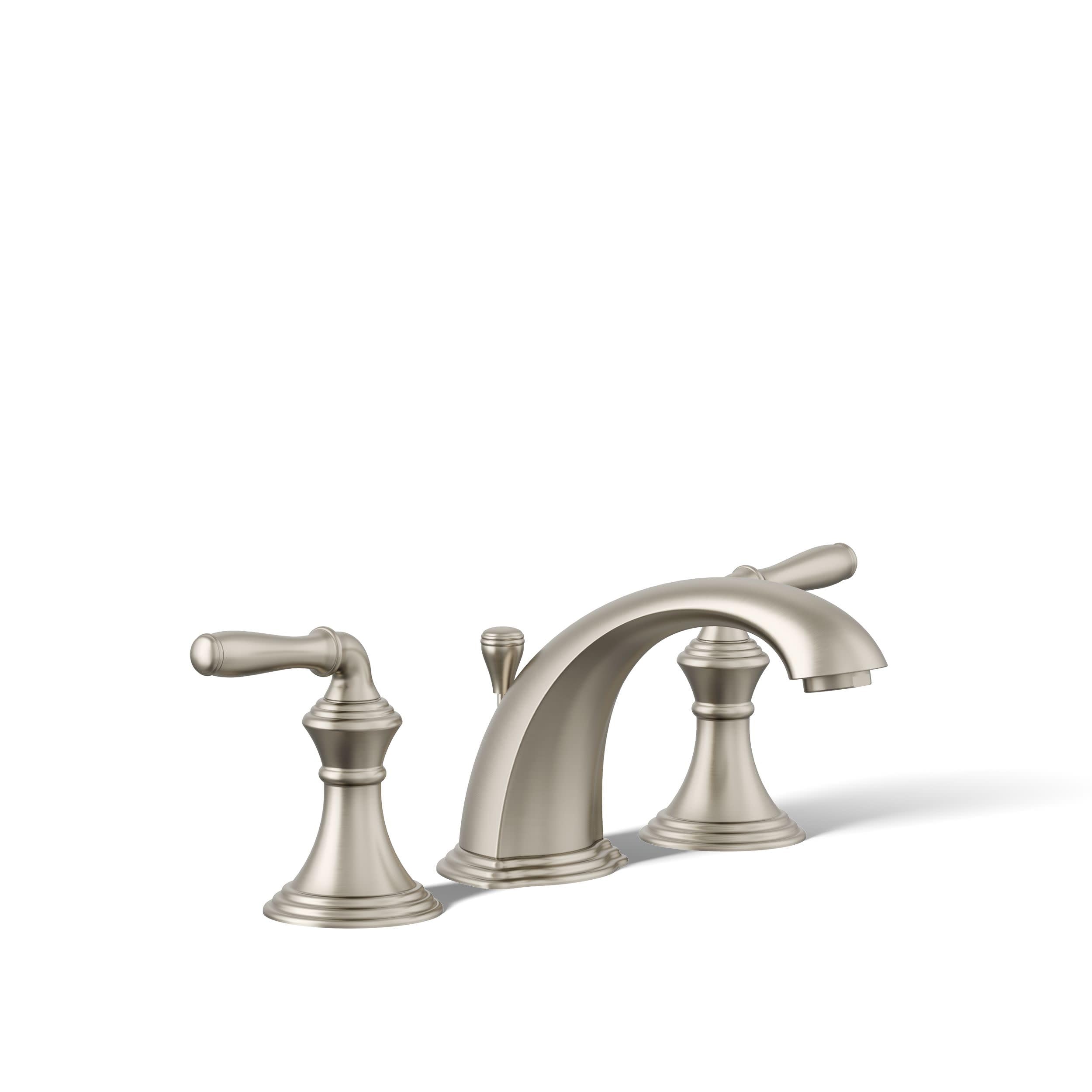 KOHLER K-394-4-BN Devonshire® Widespread Bathroom Sink Faucet, Pop-Up Drain Assembly, 3-Hole Bathroom Faucets, 2-Handle, 1.2 GPM, Vibrant Brushed Nickel