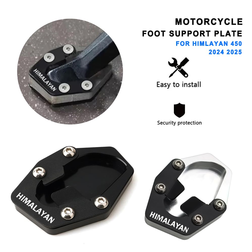 Accessori per moto CNC Cavalletto laterale ingrandito Supporto estensione cavalletto laterale per Himalayan 450 2024 2025 (Nero)