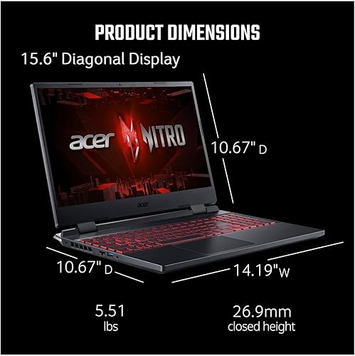 Miniatura 5 de acer Nitro 5 15.6" FHD 144Hz Laptop  Intel Core i5-12500H  8 GB RAM  512 GB SSD  NVIDIA GeForce RTX 3050  Teclado retroiluminado  Windows 11 Home