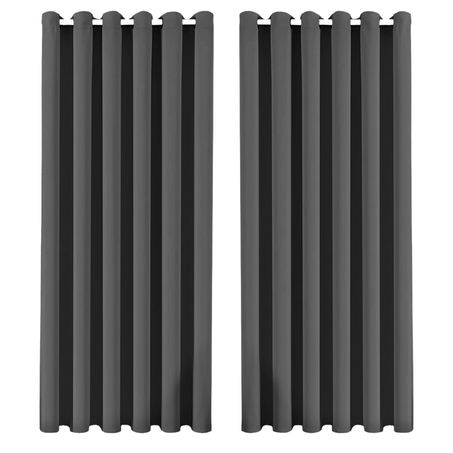 BedLooms Blackout Eyelet Curtains for Bedrooms Thermal Insulated Grey Curtain Super Soft 66x72 Inch 2 Panels Curtain Include 2 Tie Backs