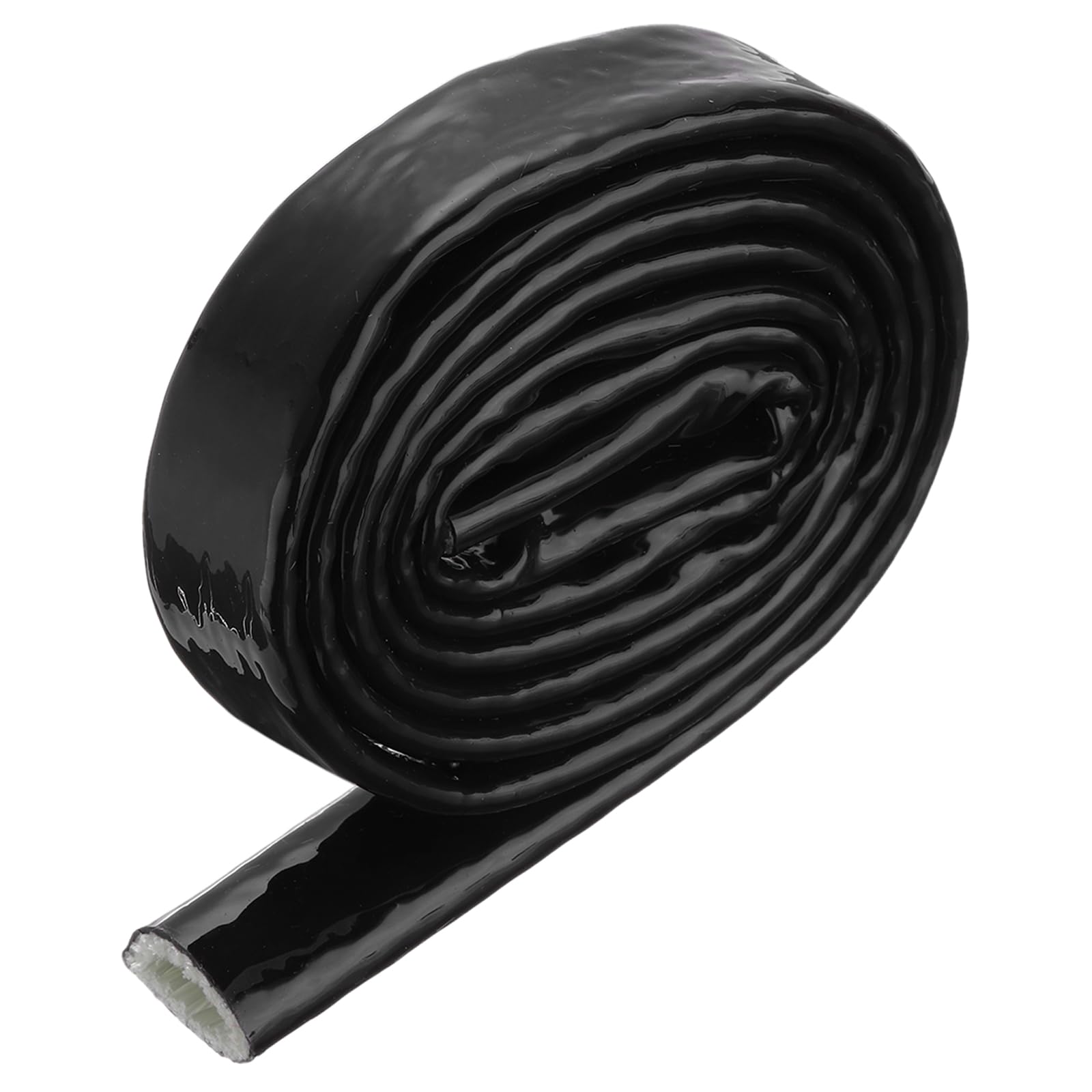 sourcing map 3/8" ID 5ft Heat Shielded Fire Sleeve Silicone Coated Fiberglass Tape, for Automotive Hose Lines Wires Electrical Wiring, Black