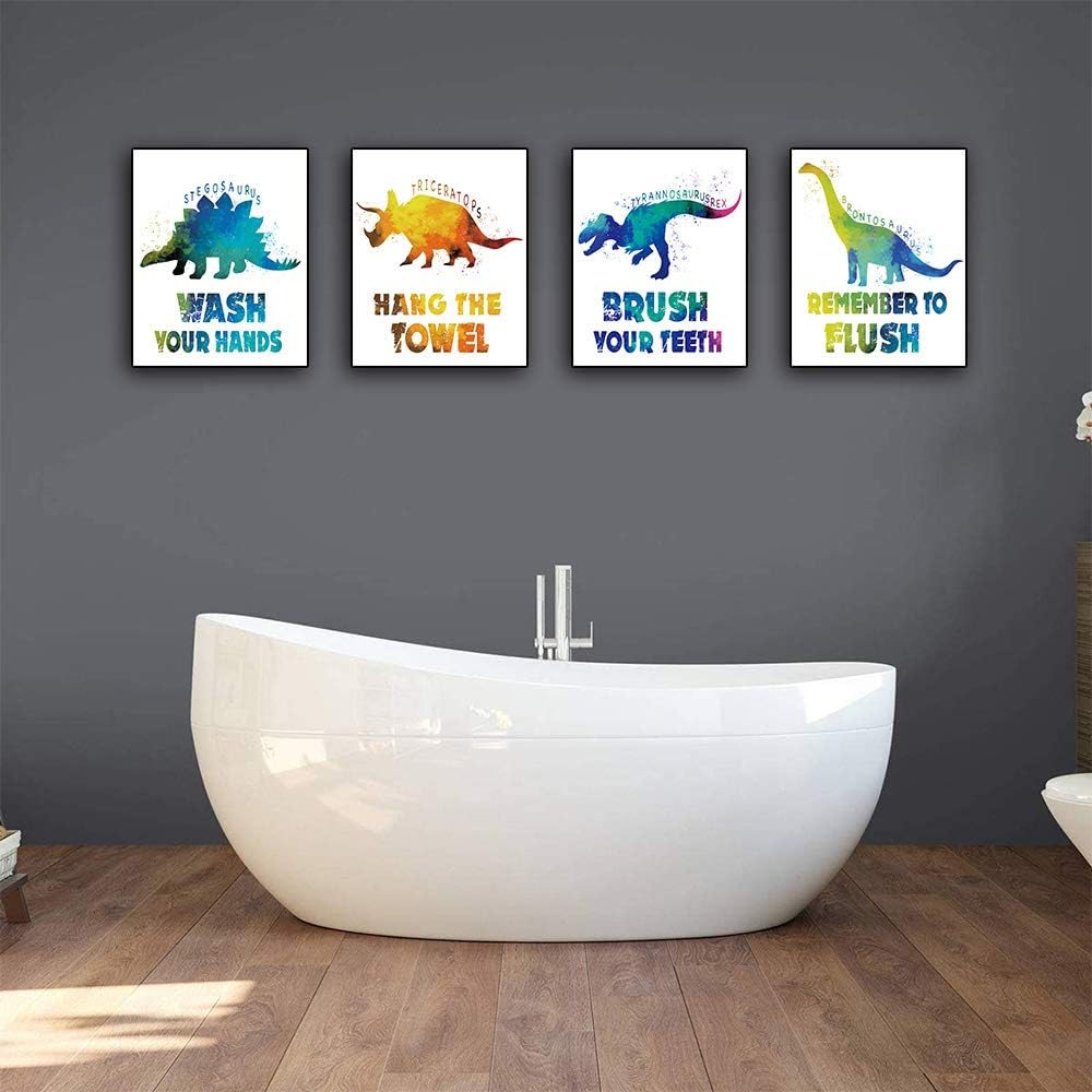 Buy Dinosaur Watercolor Bathroom Art Prints Set Of 4 8x10