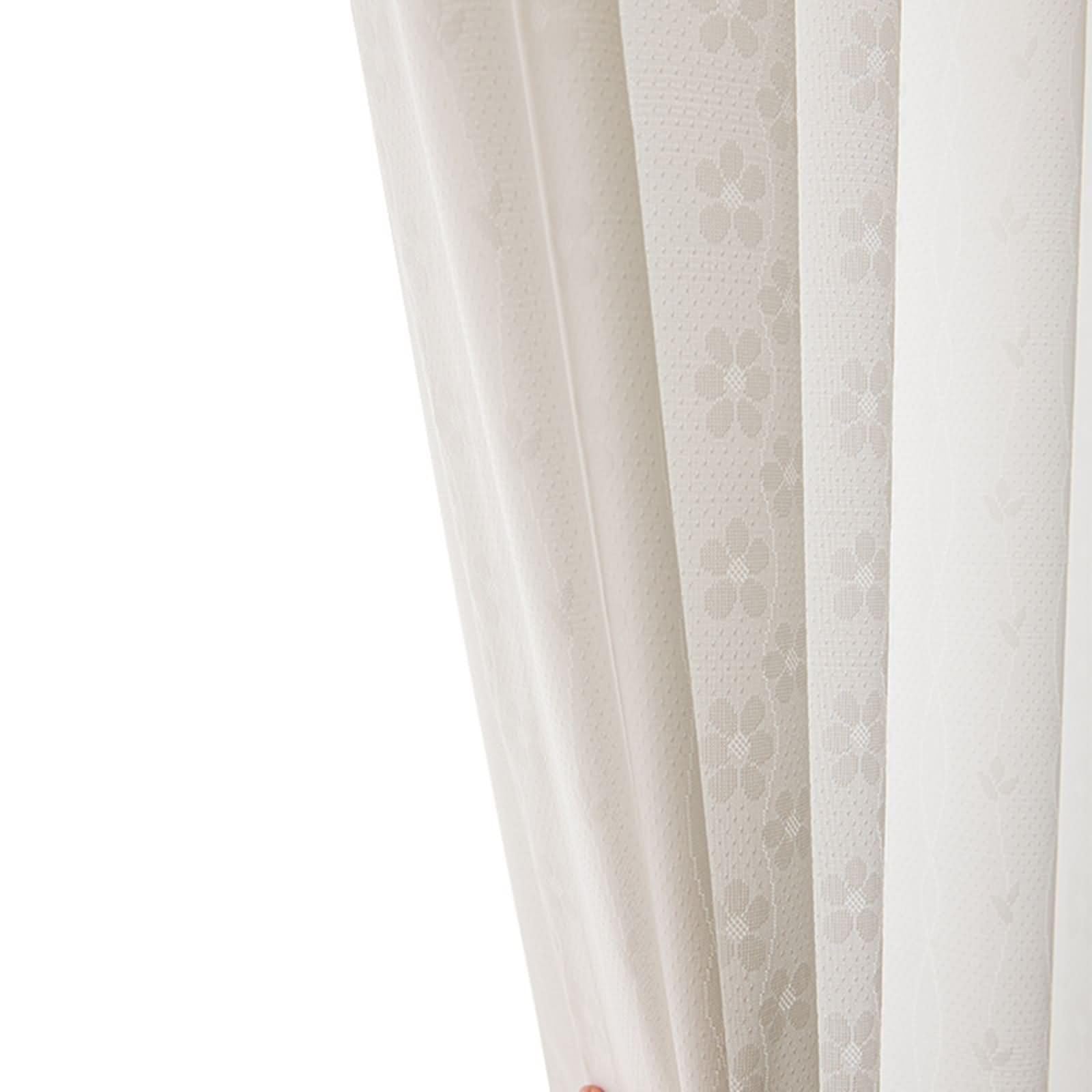 Gardinen Halb Blickdicht 2 Stück,2 x 107W x 147H cm,Vorhang Wohnzimmer Modern Weiß Einfarbig mit Blumenmuster Ösen Gardinen