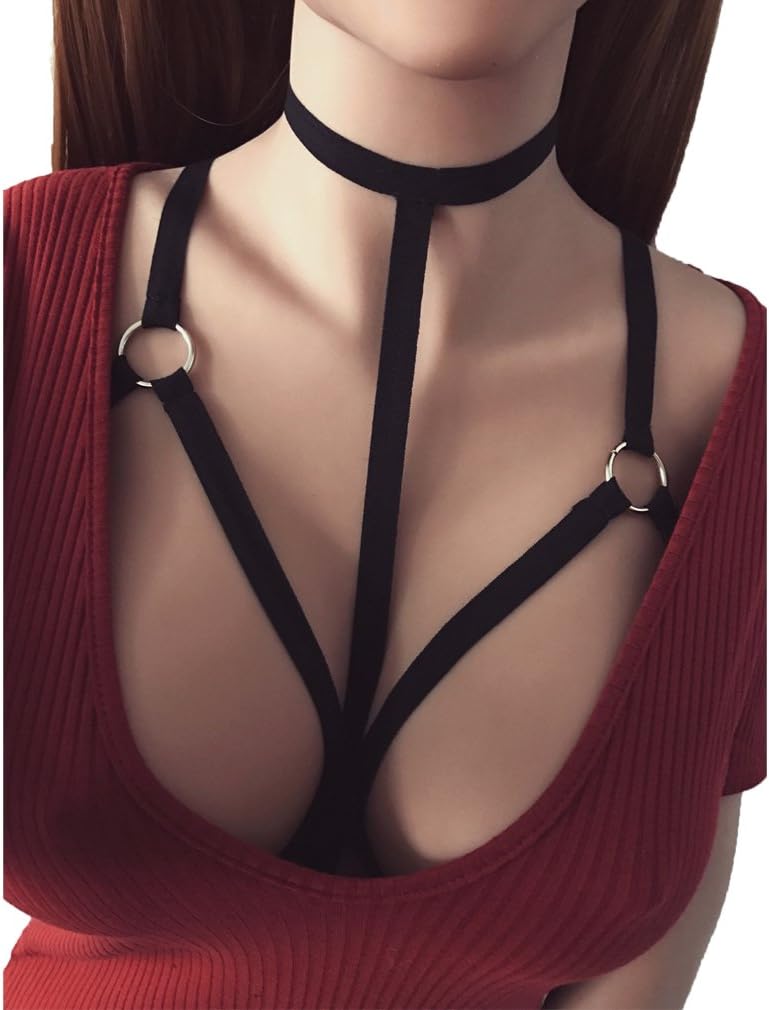 Womens Hollow Harness Bra Elastic Cage Strappy Hollow Out Bra Black