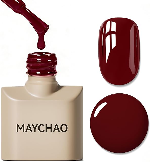 MAYCHAO 15ML Red Gel Nail Polish 1Pc Burgundy Red Gel Polish Soak Off UV LED Nail Polish Nail Art Starter Manicure Salon DIY at Home, 0.5 OZ