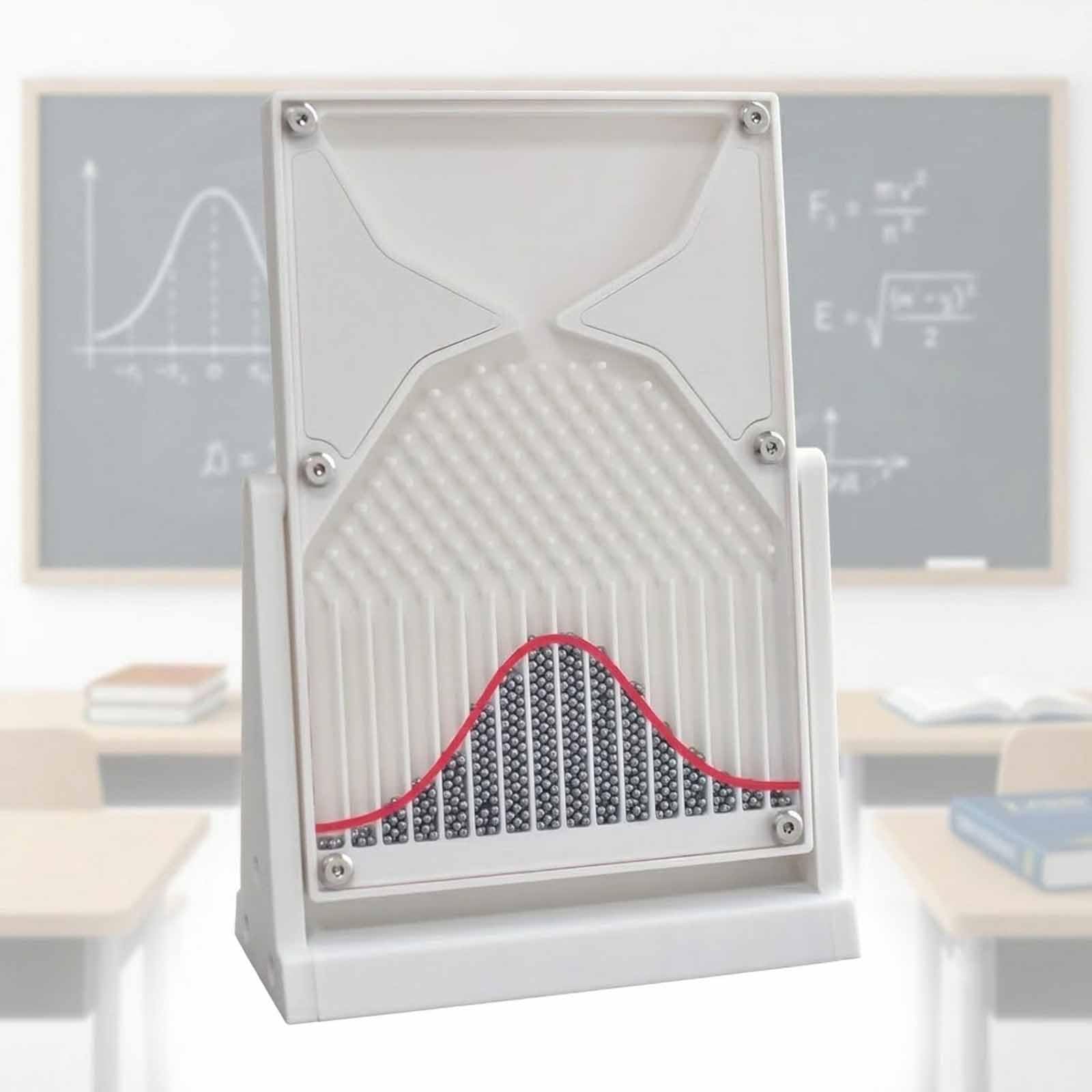 MObyat 12 * 18cm Galton Board Experiment Model, Probability Teaching Demonstration With Red Curve, Normal Distribution Demonstrator, For Physical School Laboratory Teaching white