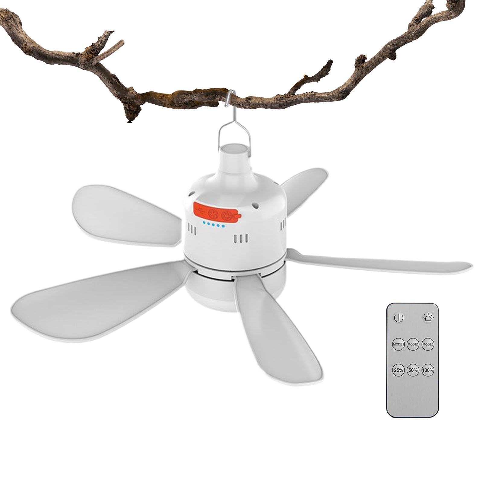 Luckxing Camping Deckenventilator, Zelt Deckenventilatoren Terrasse Deckenventilator mit Licht und Fernbedienung, Einstellbare Geschwindigkeit, wiederaufladbare Kühler für Wohnmobile, Camping