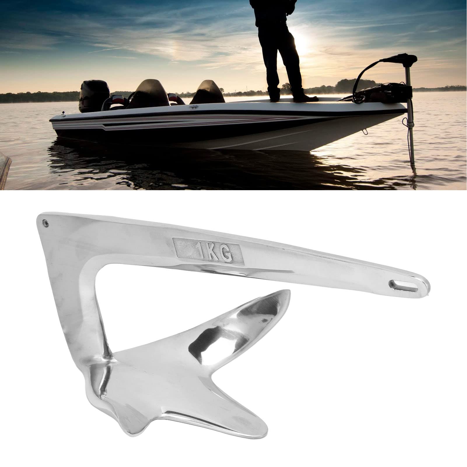 Qqmora Ancres de Bateau, Robuste en Acier Inoxydable 316 1kg/2,2 LB, Ancre à Griffes Polie Miroir, Robuste et Résistante aux Intempéries pour la Marine,Pièces de Rechange pour Bateaux,Yachts