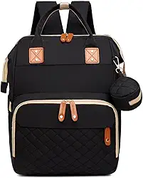 Mochila Maternidade Impermeável Unissex Grande Capacidade — Bolsa Mochila Bebê Menino/Menina com Abertura Extra Larga, Zíper Duplo SBS, Bolso Traseiro Antirroubo e Alças Acolchoadas