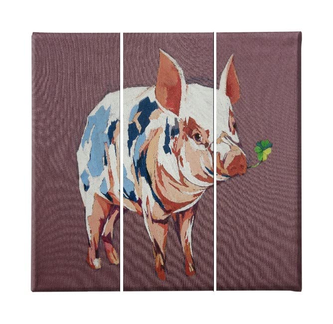 Tableau porc Homemania 3 pièces triptyque mural multicolore en bois