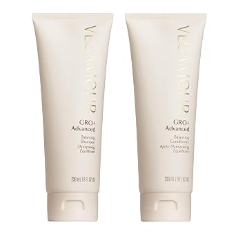 VEGAMOUR GRO+ Advanced Balancing Shampoo and Conditioner Kit | Removes Buildup, Hydrates the Scalp and Softens Strands | For Severe Signs of Thinning | Color Safe, Vegan, Cruelty-Free (8 Fl Oz each)
