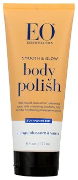 EO Smooth and Glow Body Polish, 6 Ounce Pack of 1, Orange Blossom and Vanilla, Organic Plant-Based Dual Action Exfoliating Scrub