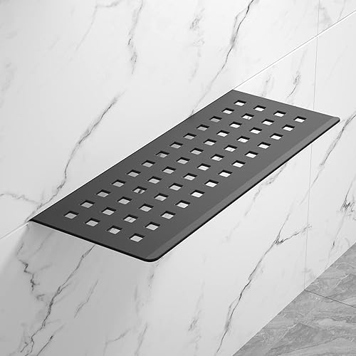 Miniatura 9 de Estante de ducha flotante, estante de pared empotrado de acero inoxidable 304 negro mate de 10 pulgadas para lavatorio, estante de baño resistente