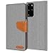 Produktbild Conie Samsung Galaxy S20 Plus Hülle für Galaxy S20 Plus Tasche, Textil Denim Jeans Look Booklet Cover Handytasche Klapphülle Etui mit Kartenfächer, Grau