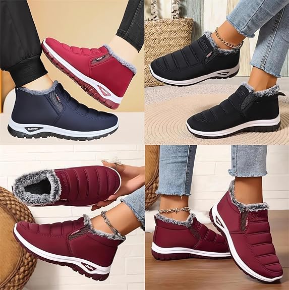 Winter Boots for Women Men,Women's Snow Boots,Waterproof Non Slip Fur Lined Mid Calf Sneakers Fleece Lining Lightweight Ankle Booties Soft Warm Short Boot Outdoor Comfortable Walking Fashion Shoes4
