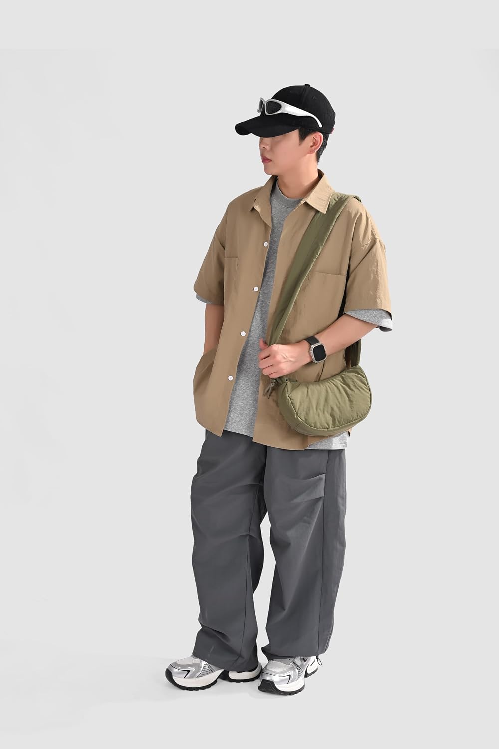 Puffy Crescent Bag for Women, Lightweight Water-Resistant Nylon Crossbody Shoulder Bag, Versatile Half Moon Hobo Purse