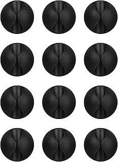 Flezoo Cord Holder Cable Holder, 12PCS Black Adhesive Cable Clips Cord Organizer Charger Holder Wire Management Keeper for Nightstand, Office, Desk or Mouse