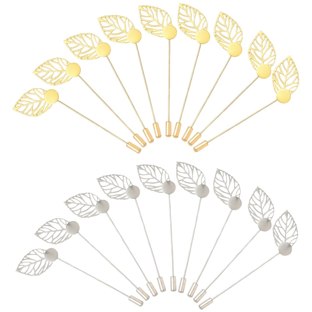 Broches de acero inoxidable SUNNYCLUE con hojas doradas y plateadas para bisutería fina