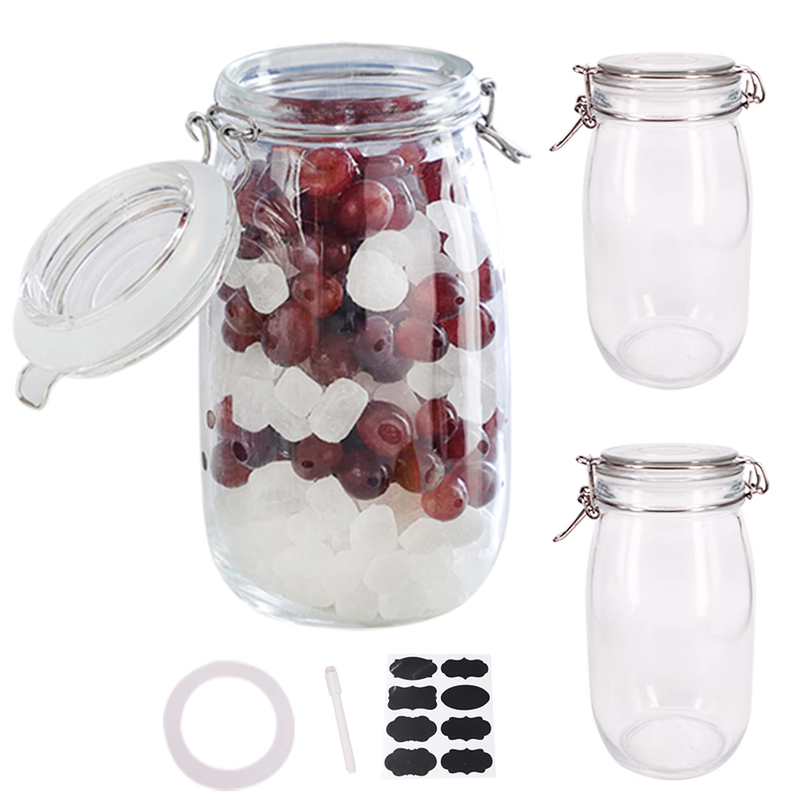 Buy BPFY 3 Pack 50oz Wide Mouth Mason Jars with Hinged Lids, Glass Jars