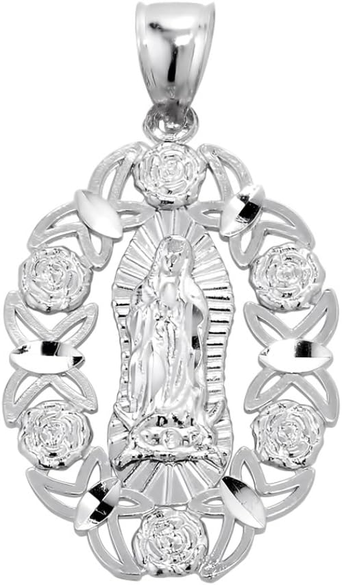 Claddagh Gold 925 Sterling Silver Miraculous Medal Charm Blessed Our Lady of Guadalupe Pendant